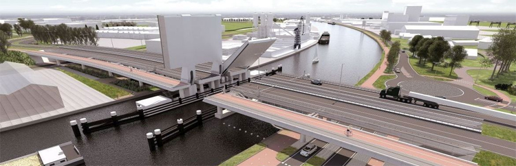 Bouw van de Maximabrug in Alphen aan den Rijn